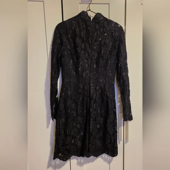 Betsy Johnson Black Lace Dress Long Sleeve Witchy Goth Size 4 - Picture 4 of 9